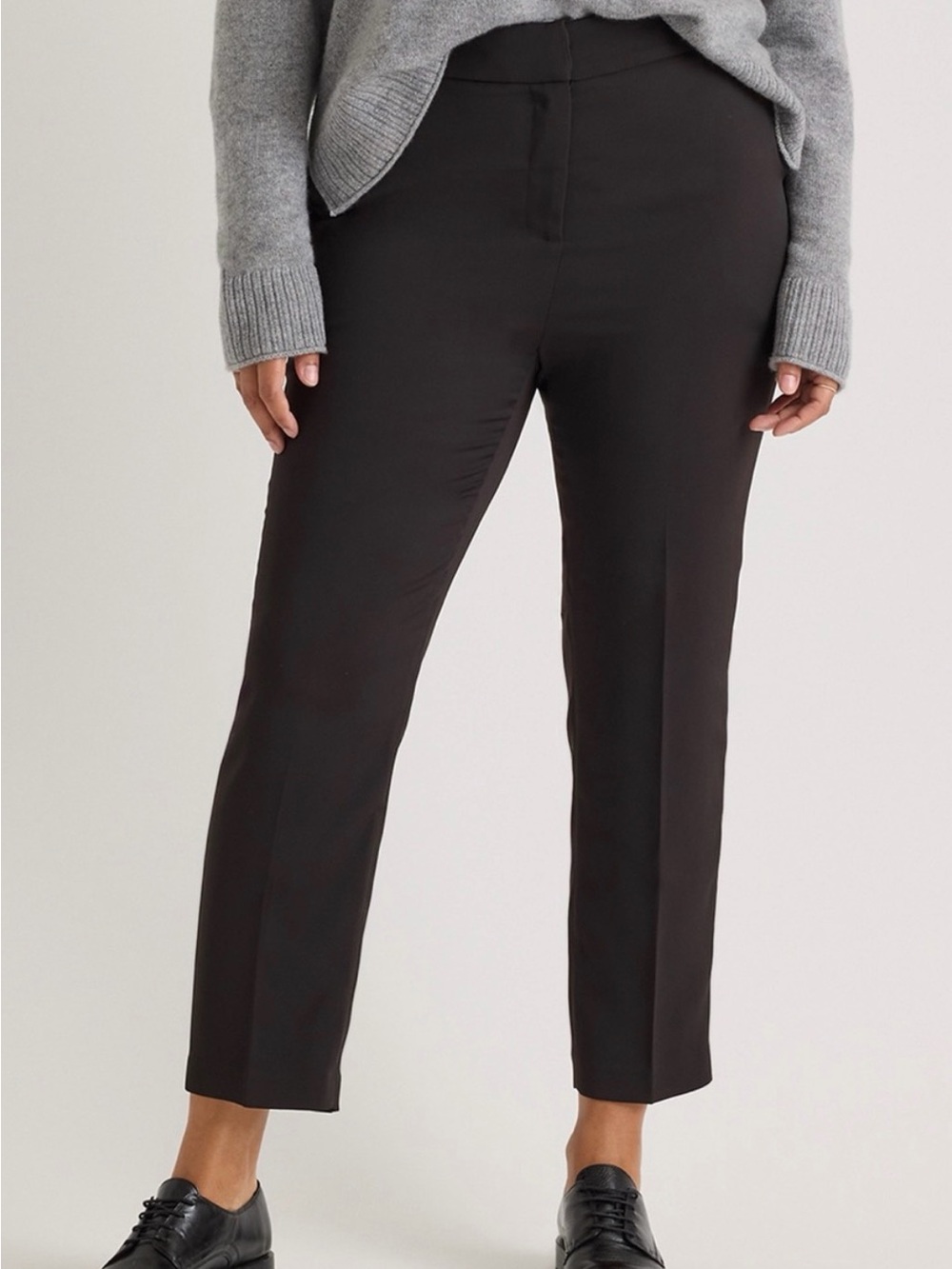 Quince Stretch Crepe Ankle Black Pants, Size 10